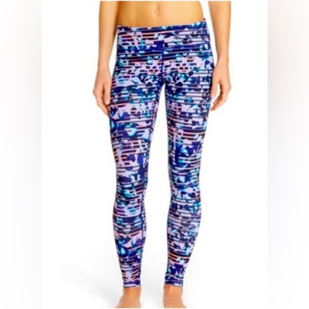 Zella Sz M Women’s Striped Floral Leggings